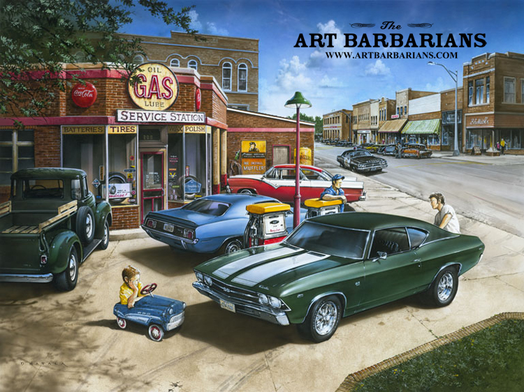 vintage car paintings