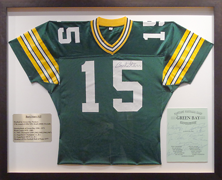 Bart Starr Signed Packers Custom Framed Photo Display with 1967