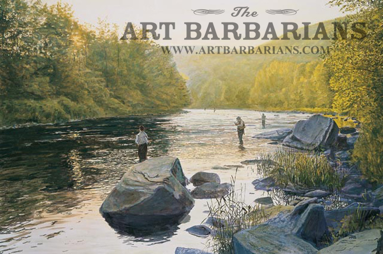 Fly Fisherman In The River Art Print