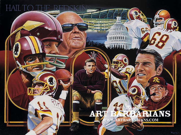 NFL Vintage Washington Redskins ART Reprint Color 8 X 10 Photo